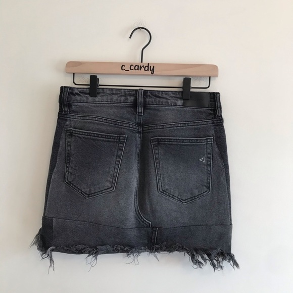 Hidden Black Denim Raw Hem Mini Skirt - Picture 4 of 6